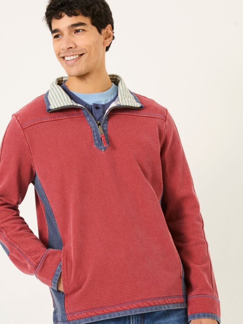 Fatface Men's Red Quarter-Zip Airlie Sweatshirt Pullover Nwt